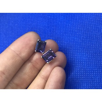 925 Sterling Silver Amethyst Stud Earrings