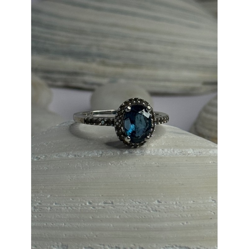 925 Sterling Silver Spinel & Beryl Ring Size 7