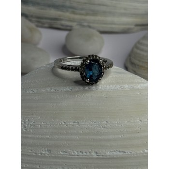 925 Sterling Silver Spinel & Beryl Ring Size 7