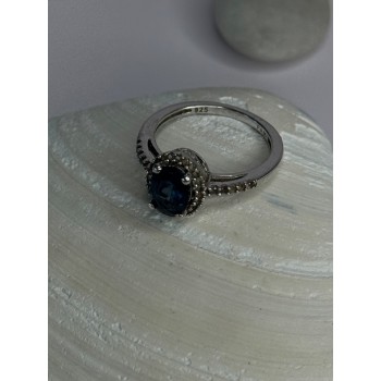 925 Sterling Silver Spinel & Beryl Ring Size 7