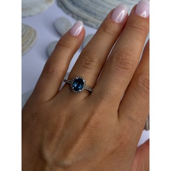 925 Sterling Silver Spinel & Beryl Ring Size 7