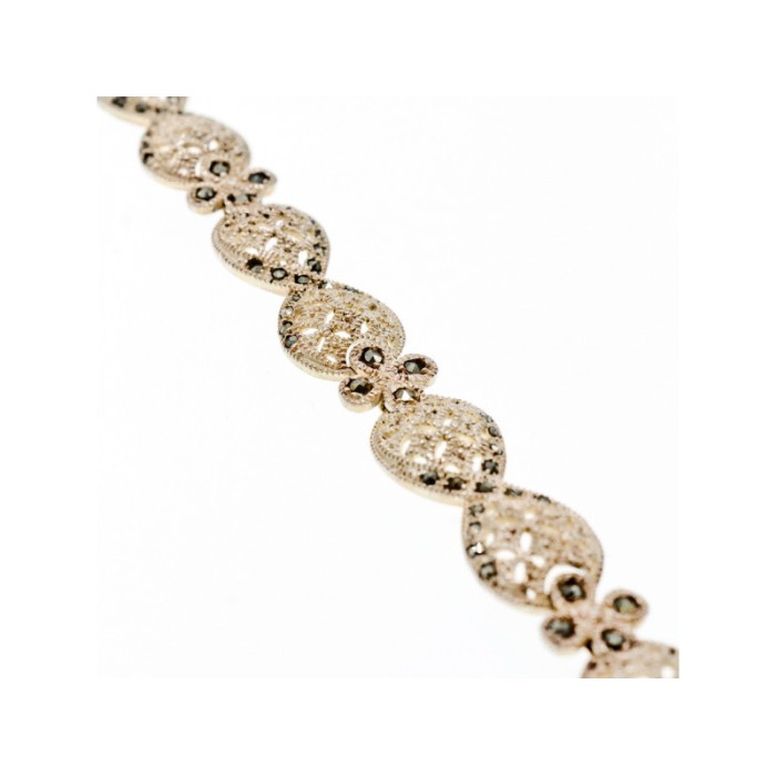 925 STERLING SILVER MARCASITES OPENWORK BRACELET SIZE 7 IN