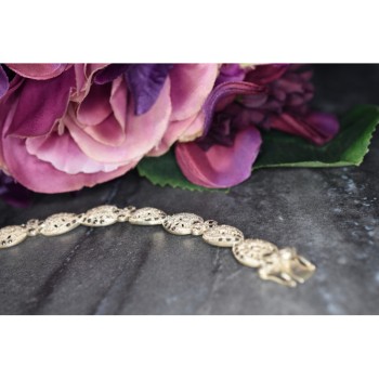 925 STERLING SILVER MARCASITES OPENWORK BRACELET SIZE 7 IN