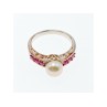 925 Sterling Silver Pearl & Pink Spinel Ring Size 8