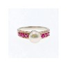 925 Sterling Silver Pearl & Pink Spinel Ring Size 8