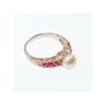 925 Sterling Silver Pearl & Pink Spinel Ring Size 8