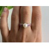 925 Sterling Silver Pearl & Pink Spinel Ring Size 8