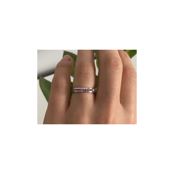 925 Sterling Silver Pink Spinel Ring Size 6