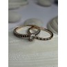 14K Rose Gold Ring Set Sapphire & Diamond Size 7