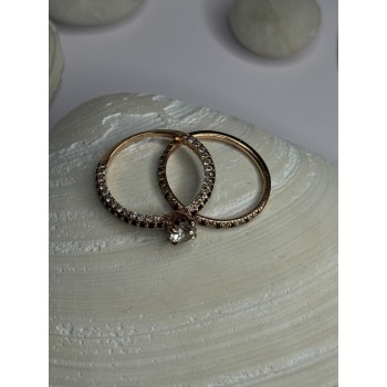 14K Rose Gold Ring Set Sapphire & Diamond Size 7