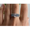 925 Sterling Silver Aquamarines Ring Size 8