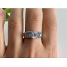 925 Sterling Silver Aquamarines Ring Size 8