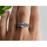 925 Sterling Silver Aquamarines Ring Size 8