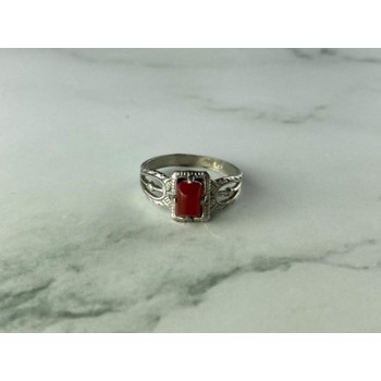 Vintage 925 Sterling Silver Agate Ring Size 5.5