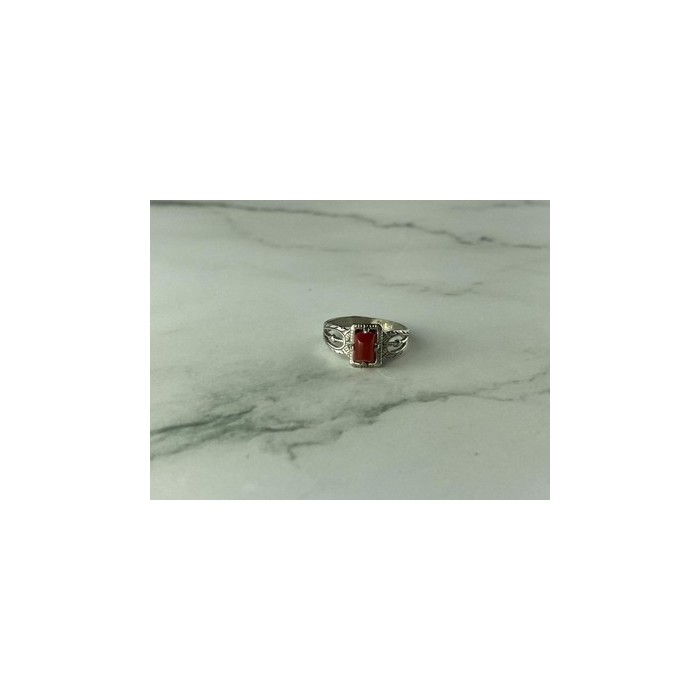 Vintage 925 Sterling Silver Agate Ring Size 5.5