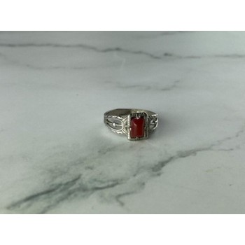 Vintage 925 Sterling Silver Agate Ring Size 5.5