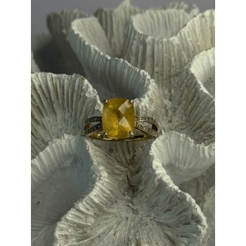 925 Sterling Silver Citrine & Beryl Ring Size 7