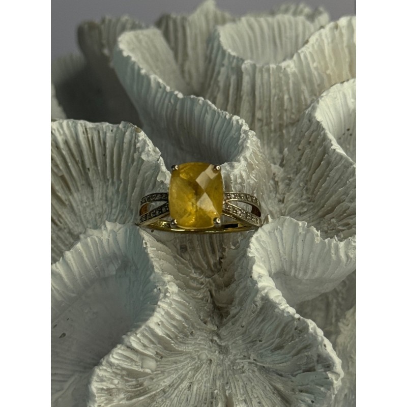 925 Sterling Silver Citrine & Beryl Ring Size 7