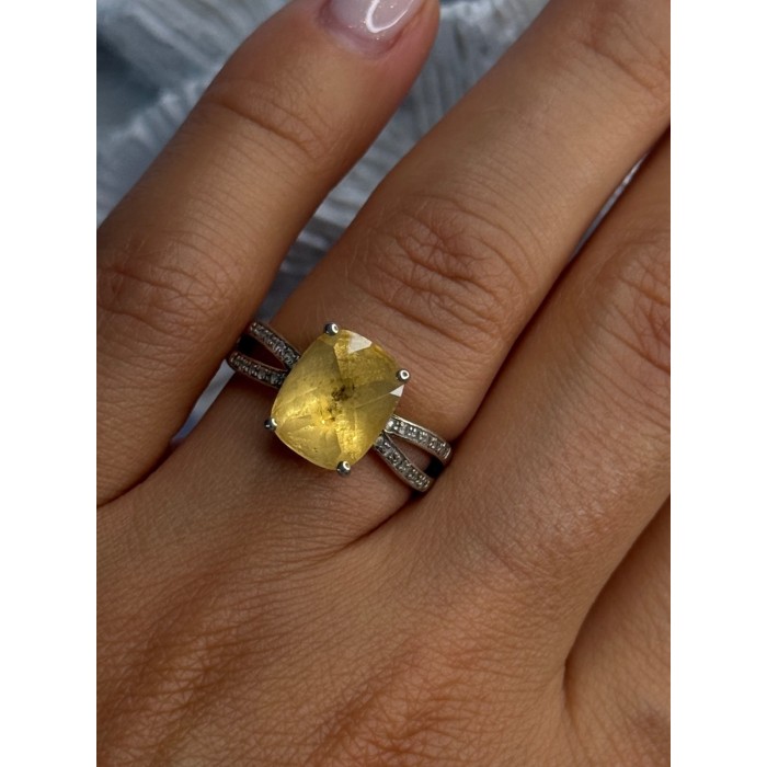 925 Sterling Silver Citrine & Beryl Ring Size 7