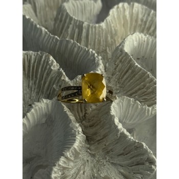 925 Sterling Silver Citrine & Beryl Ring Size 7