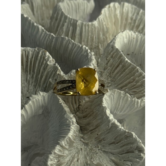 925 Sterling Silver Citrine & Beryl Ring Size 7