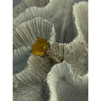 925 Sterling Silver Citrine & Beryl Ring Size 7