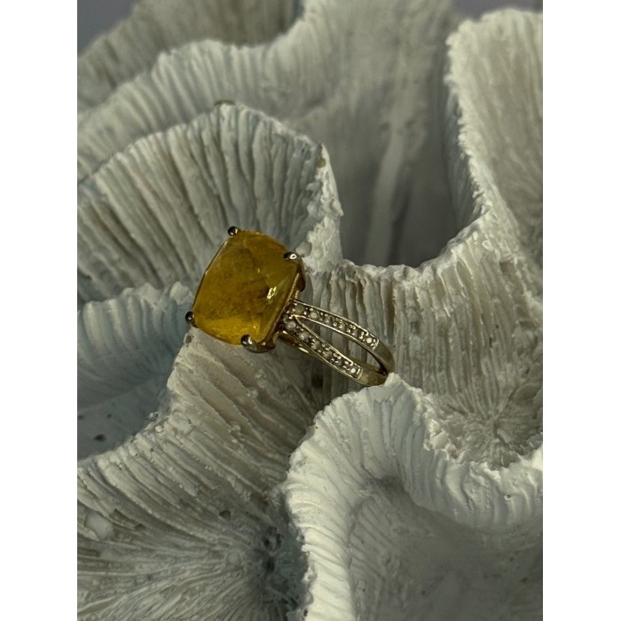 925 Sterling Silver Citrine & Beryl Ring Size 7