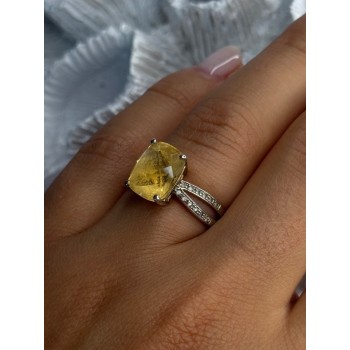 925 Sterling Silver Citrine & Beryl Ring Size 7