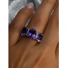 925 Sterling Silver Shiny Amethyst Ring Size 7