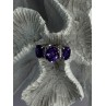 925 Sterling Silver Shiny Amethyst Ring Size 7