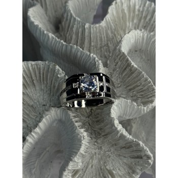 Mens 925 Sterling Silver CZ Ring Size 9.5