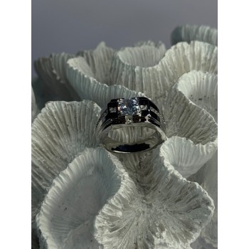 Mens 925 Sterling Silver CZ Ring Size 9.5