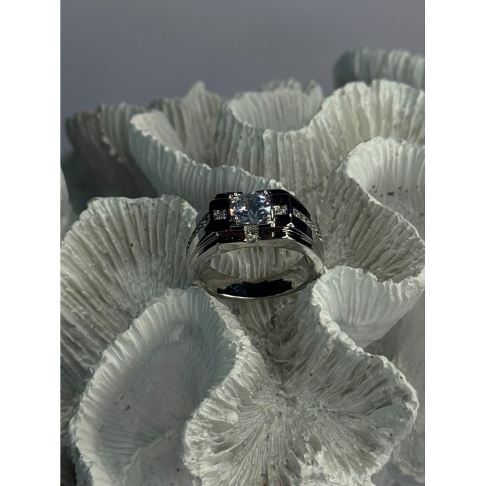 Mens 925 Sterling Silver CZ Ring Size 9.5