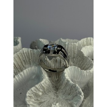 Mens 925 Sterling Silver CZ Ring Size 9.5