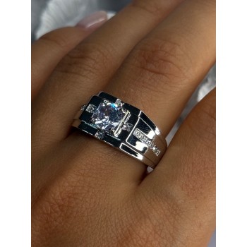 Mens 925 Sterling Silver CZ Ring Size 9.5