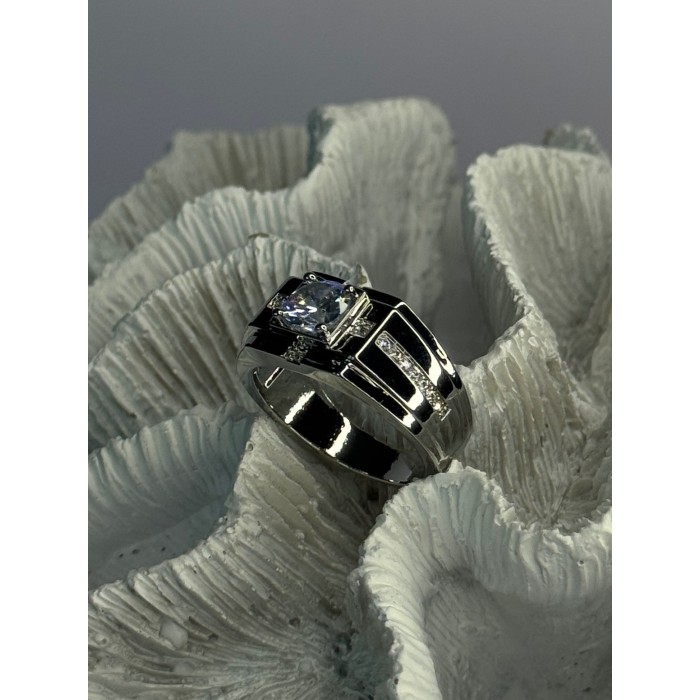 Mens 925 Sterling Silver CZ Ring Size 9.5