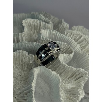 Mens 925 Sterling Silver CZ Ring Size 9.5