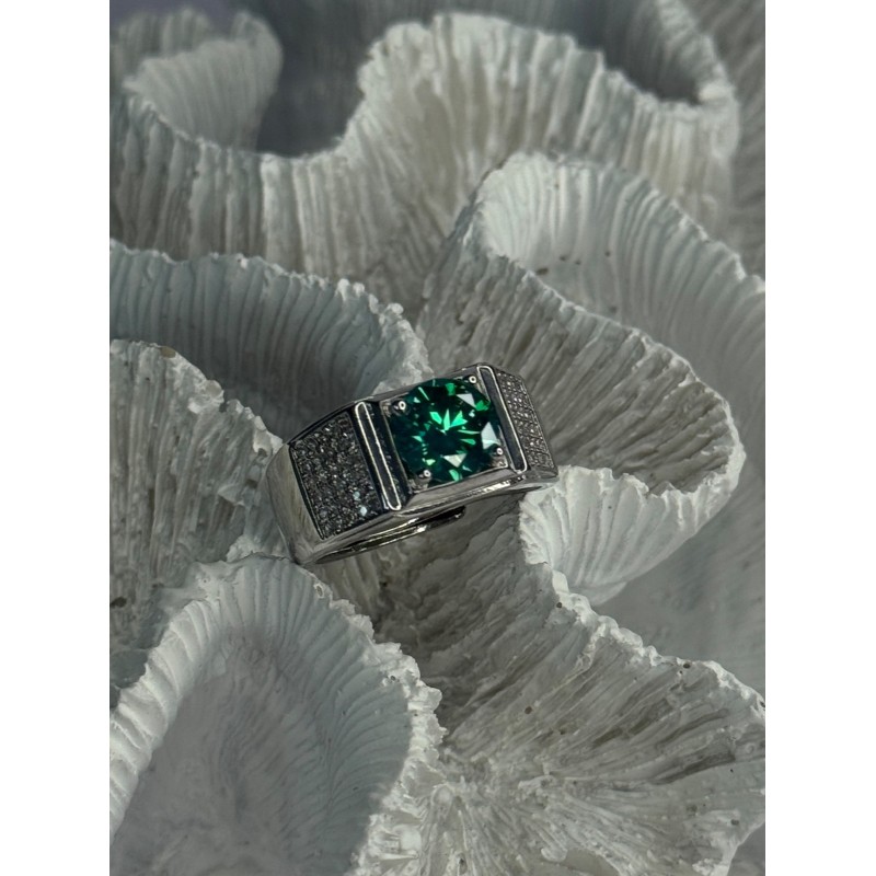 Mens 925 Sterling Silver CZ Ring Sizable 9