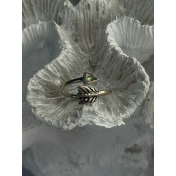 925 Sterling Silver Abalone Ring Sizable 5