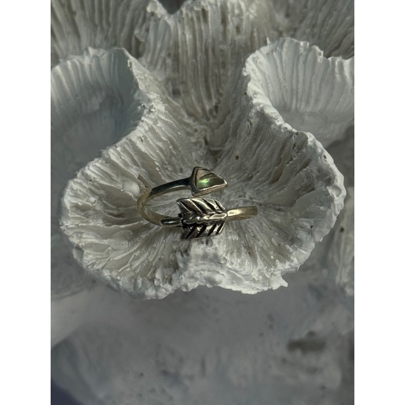 925 Sterling Silver Abalone Ring Sizable 5