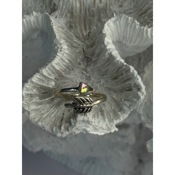 925 Sterling Silver Abalone Ring Sizable 5