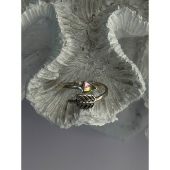 925 Sterling Silver Abalone Ring Sizable 5