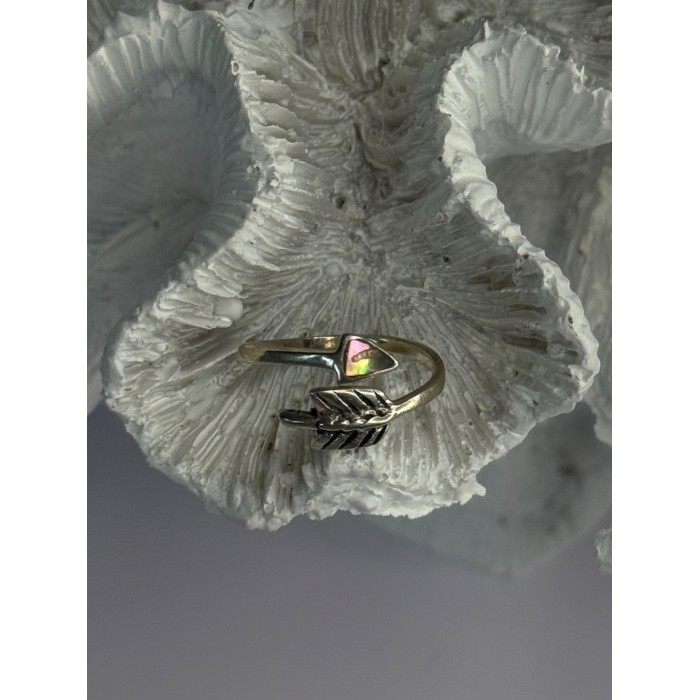 925 Sterling Silver Abalone Ring Sizable 5