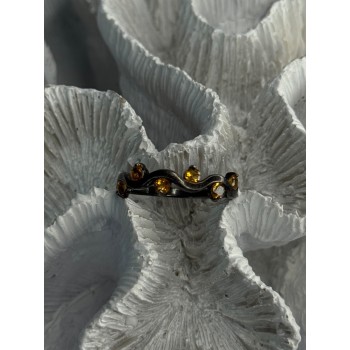 925 Sterling Silver Citrine Ring Size 9.5