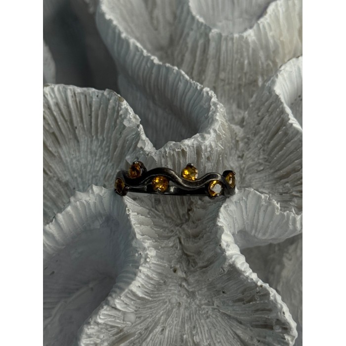 925 Sterling Silver Citrine Ring Size 9.5