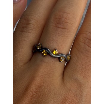 925 Sterling Silver Citrine Ring Size 9.5