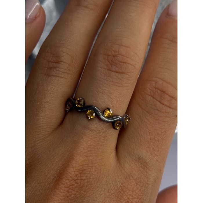 925 Sterling Silver Citrine Ring Size 9.5
