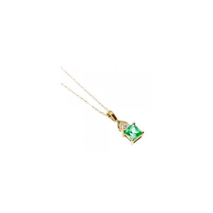 10K YELLOW GOLD TSAVORITE & DIAMONDS CHAIN WITH PENDANT