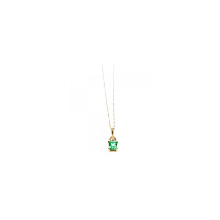 10K YELLOW GOLD TSAVORITE & DIAMONDS CHAIN WITH PENDANT
