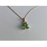 10K YELLOW GOLD TSAVORITE & DIAMONDS CHAIN WITH PENDANT